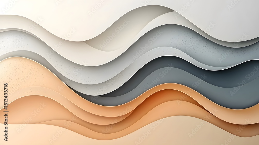 Layered paper waves create abstract art with different colors Layered paper waves create abstract art with different colors