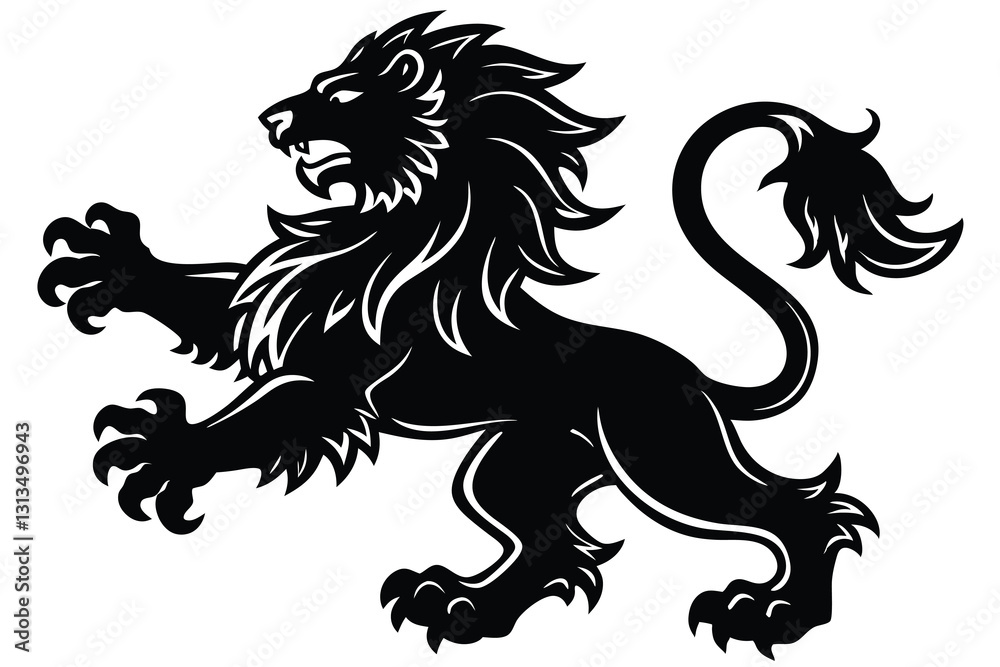 Obraz premium Lion rampant standing isolated coat of arms mascot