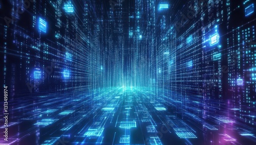 Wallpaper Mural Futuristic Digital Landscape with Flowing Data Streams and Glowing Blue and Green Elements Representing Technology and Communication Concepts Torontodigital.ca