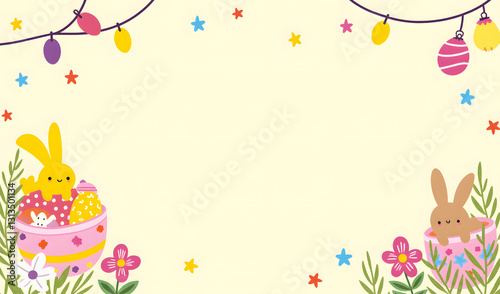 easter card with bunny and eggs
