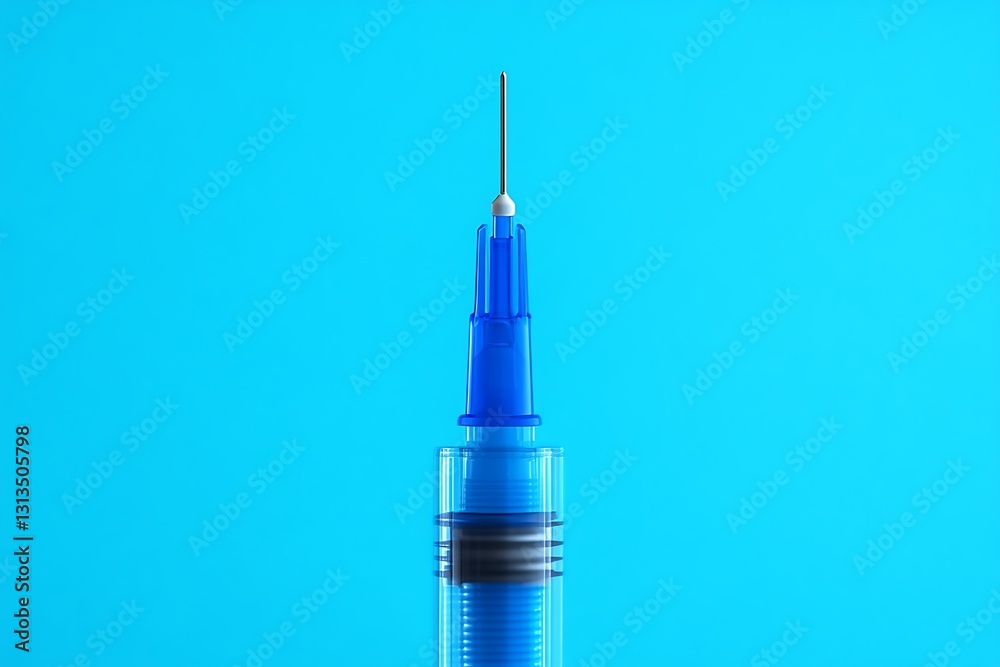 A close up image shows a medical syringe needle A close up image shows a medical syringe needle