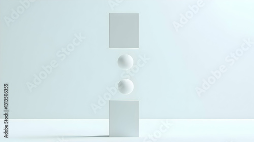 Minimalist Composition of Geometric Shapes and Objects in White Space