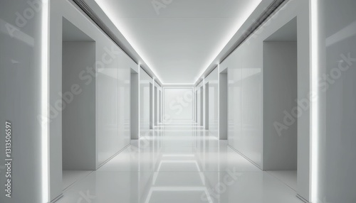 Modern Minimalist Hallway with Bright Lighting and Clean Aesthetics