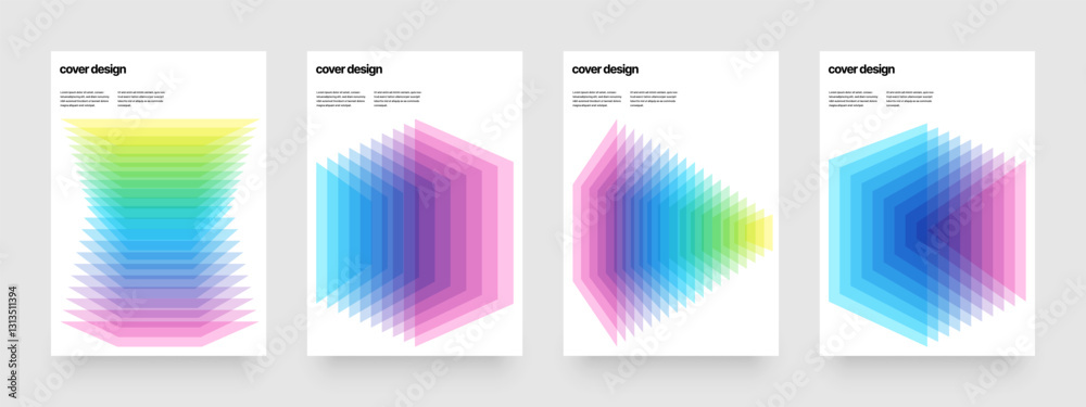 Template with blended shapes texture for events, companies or business. Ribbed colorful gradient for flyer, poster, cover, banner or background. 