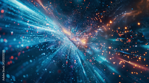 Futuristic abstract background featuring technology particles in flux, symbolizing the ever-changing landscape of technological evolution.