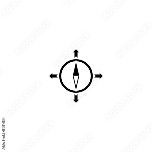 Compass wind rose and arrows icon isolated on white background