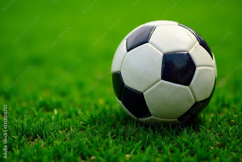 High angle view of football ball with classic design, game, sporty High angle view of football ball with classic design, game, sporty