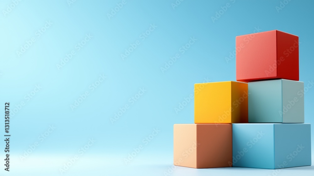 Colorful cubes, a vibrant abstract composition of geometric shapes in vertical harmony Colorful cubes, a vibrant abstract composition of geometric shapes in vertical harmony