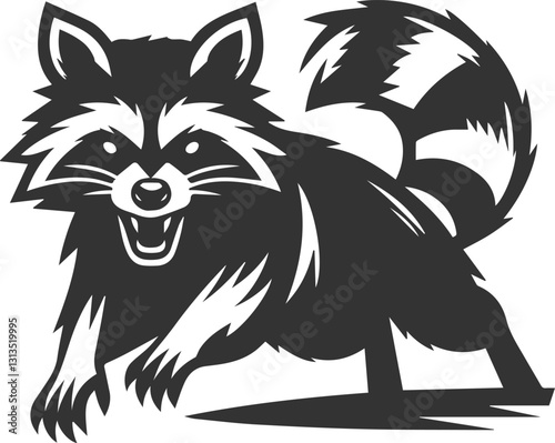 silhouette of a raccoon lunging forward with bared teeth animal vector