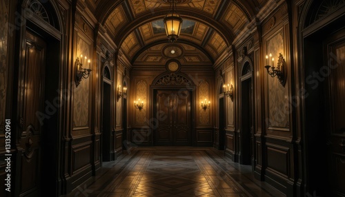Elegant Vintage Hallway with Antique Decor and Soft Lighting