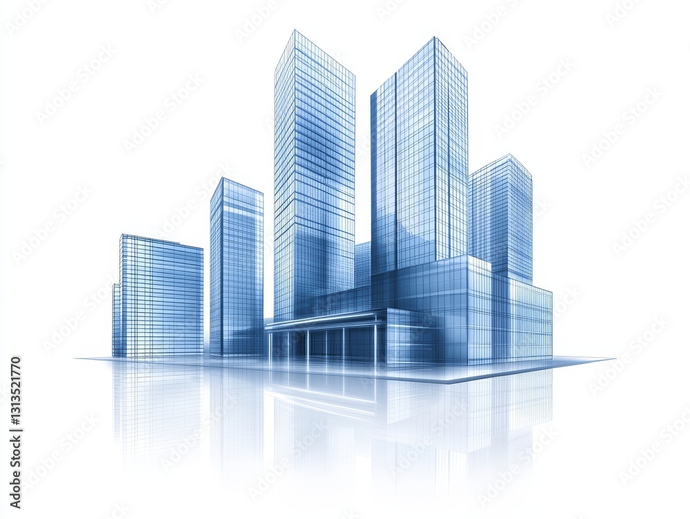 Fototapeta premium Stunning 3d cityscape, explore modern architecture and urban design in a realistic metropolis