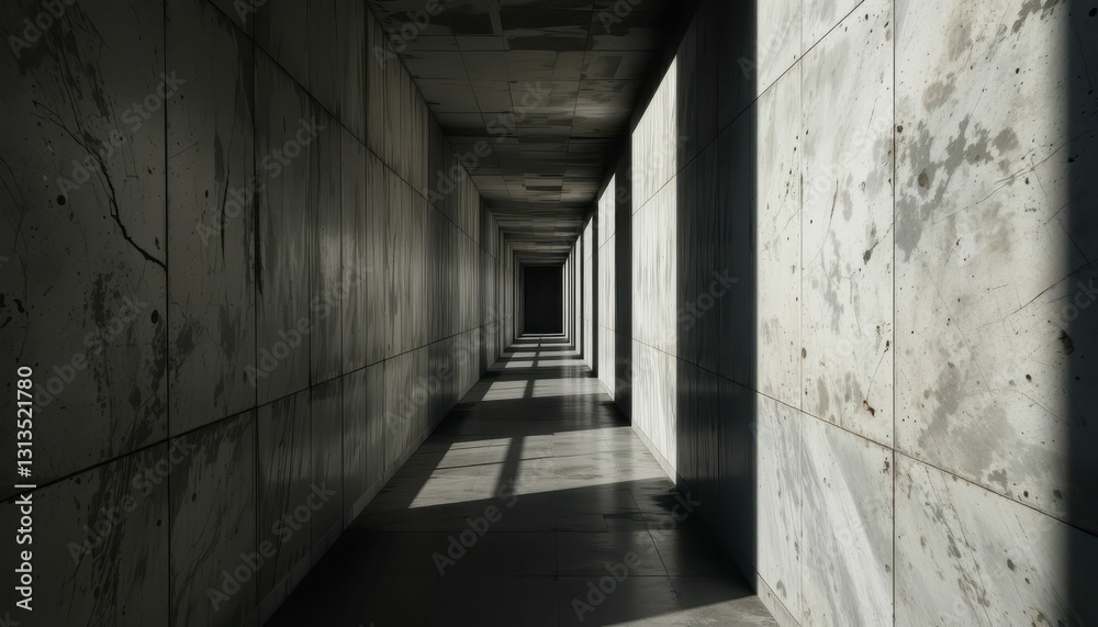 Abstract Concrete Corridor with Shadows and Light Play Effects Abstract Concrete Corridor with Shadows and Light Play Effects