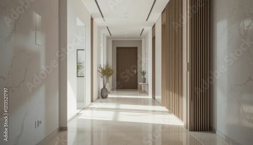 Bright Modern Hallway with Elegant Decor and Natural Light