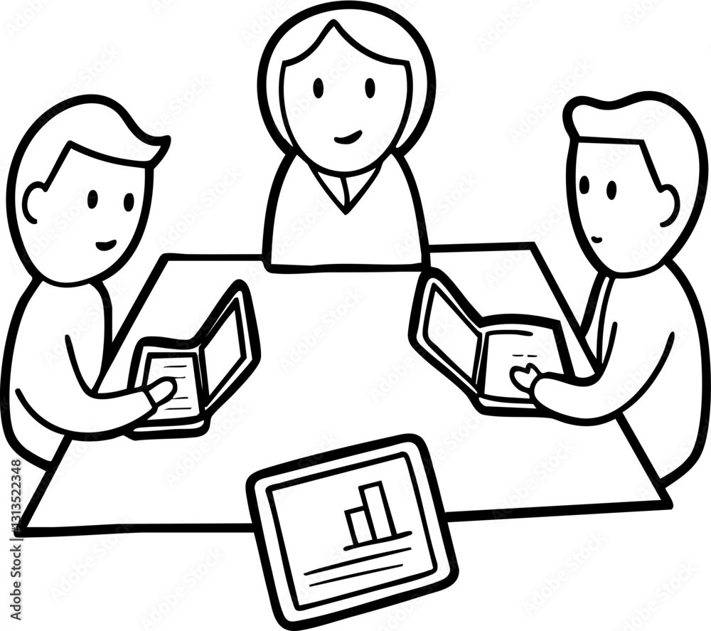 Group of people collaborating around laptops at a table. Group of people collaborating around laptops at a table.