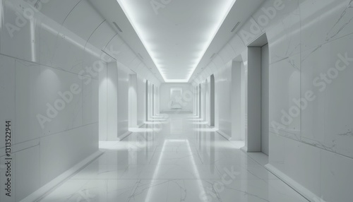 Modern Minimalist Interior Hallway with Clean White Surfaces