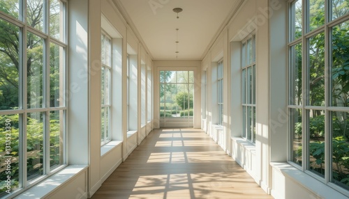 Bright and Airy Corridor with Large Windows and Natural Light