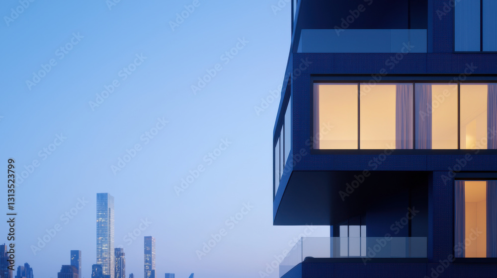 Obraz premium sleek modern high rise condominium with artistic design and cityscape view