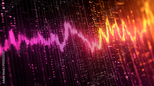 Vibrant futuristic soundwave illustration against a dotted backdrop showcases modern technology and dynamic digital effects