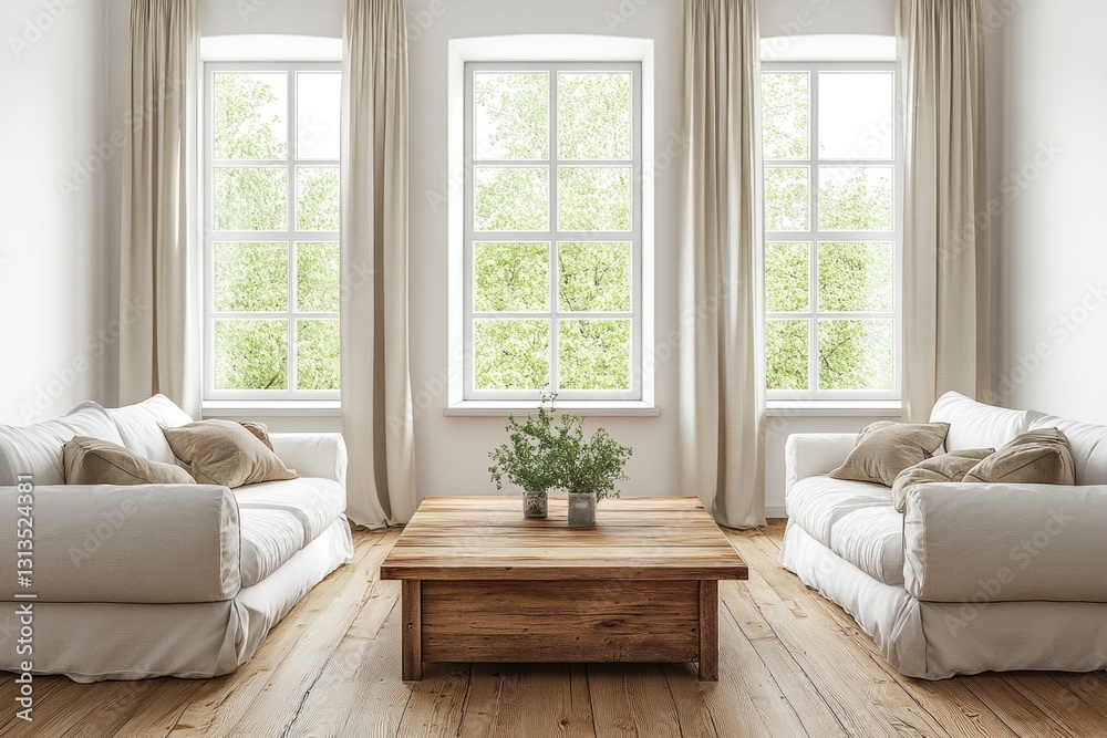 Fototapeta premium Modern Farmhouse Living Room with Natural Light