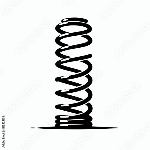 very simple flat and minimalist Slinky Spring silhouette in black on a white background