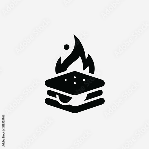 very simple flat and minimalist S-mores silhouette in black on a white background