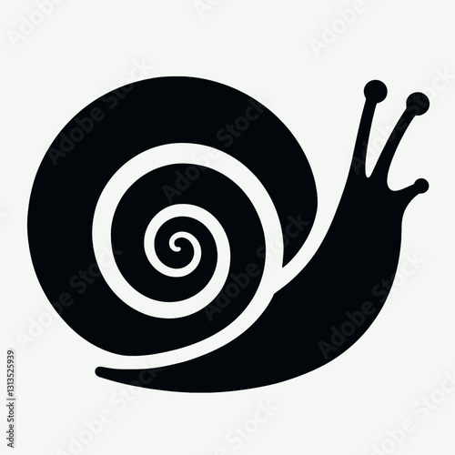 very simple flat and minimalist Snail Shell Spiral silhouette in black on a white background