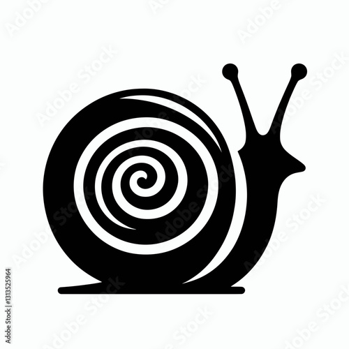 very simple flat and minimalist Snail Shell Spiral silhouette in black on a white background