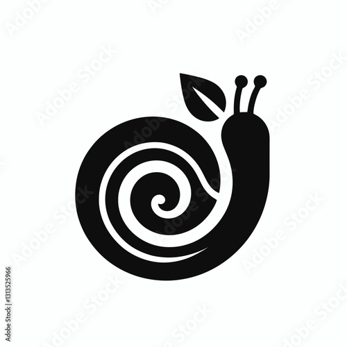 very simple flat and minimalist Snail Shell Spiral silhouette in black on a white background