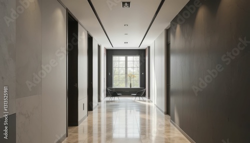 Modern Minimalist Hallway with Natural Light and Elegant Design