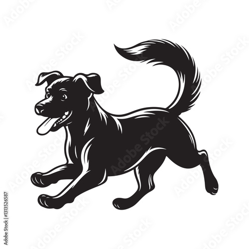Joyful Canine: A playful dog in dynamic pose, captures the energy and spirit of domestic animals