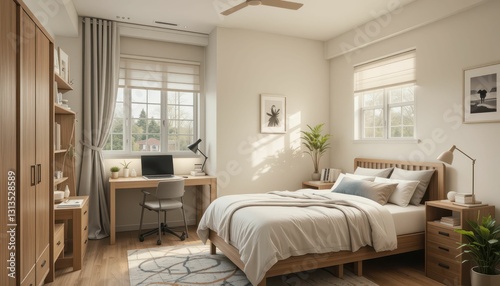 Cozy and Bright Minimalist Bedroom with Natural Light and Plants