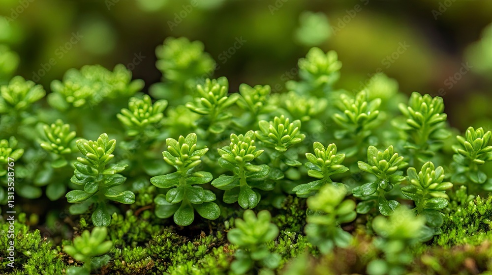 Close-up of small green plants sprouting or growing in a spring garden, with a blurred background and ample copy space. This green nature background is suitable for banner design. Close-up of small green plants sprouting or growing in a spring garden, with a blurred background and ample copy space. This green nature background is suitable for banner design.