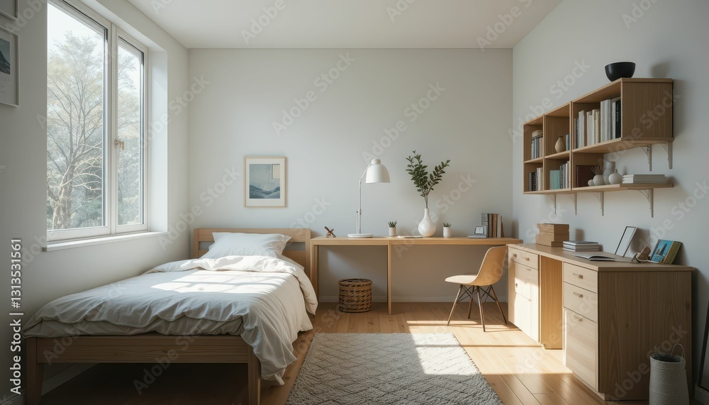 Serene Minimalist Bedroom with Natural Light and Simple Decor Serene Minimalist Bedroom with Natural Light and Simple Decor