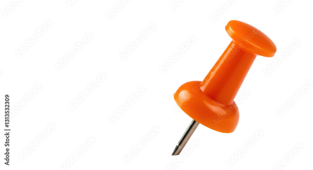 Orange Push Pin on White Background - Close Up Macro Shot Orange Push Pin on White Background - Close Up Macro Shot