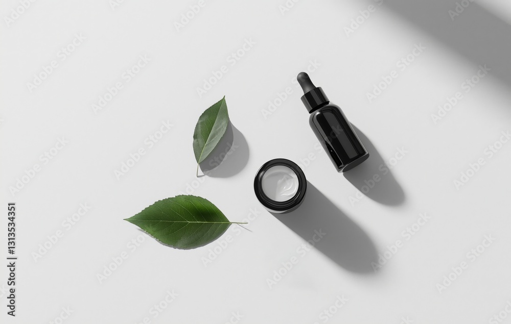 Fototapeta premium 스킨케어,화이트병,미니멀,자연요소,광고