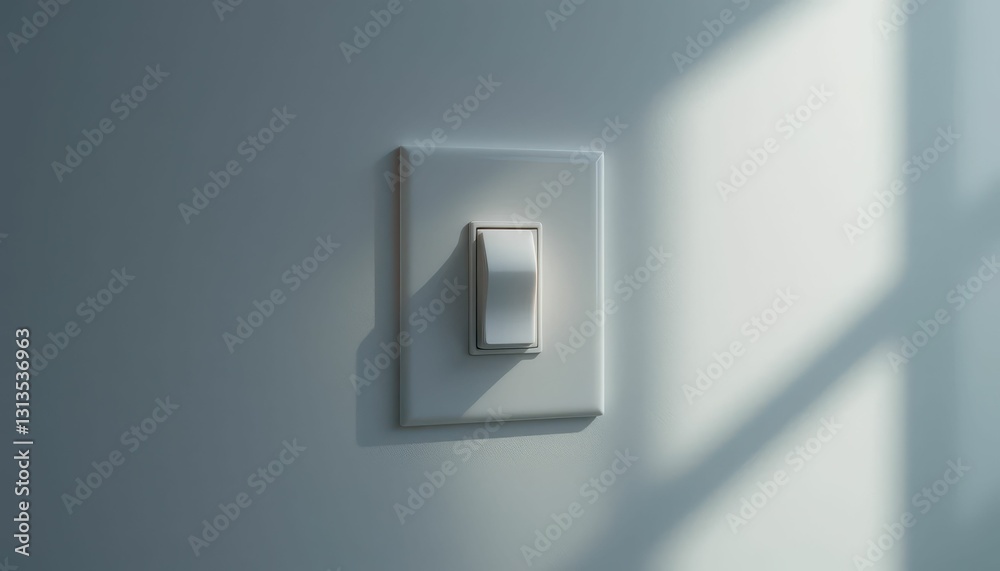 Elegant Light Switch on Minimalist Wall with Soft Natural Light Elegant Light Switch on Minimalist Wall with Soft Natural Light