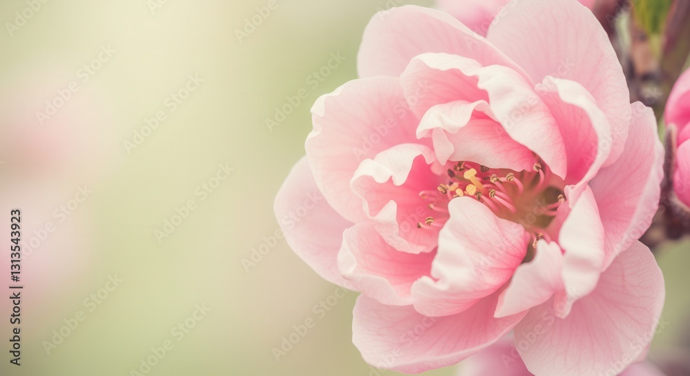 Delicate Pink Blossom Blooming in Springtime Sunlight with Soft Background Delicate Pink Blossom Blooming in Springtime Sunlight with Soft Background