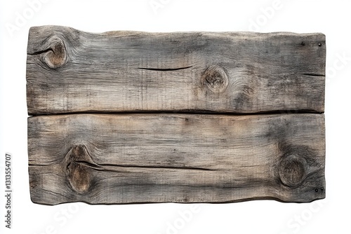 Aged weathered wood planks isolated on white background photo