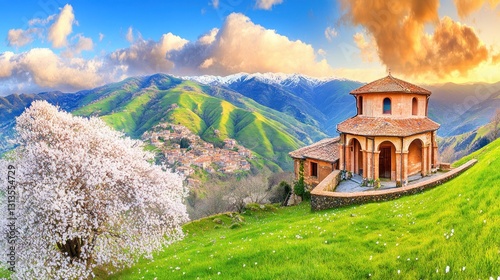 Serene Sunset at the Temple of Vibia Sabina, Italy photo