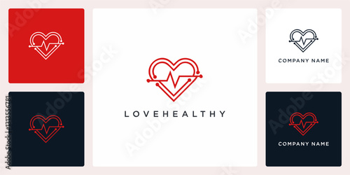 love healthy tech logo design template