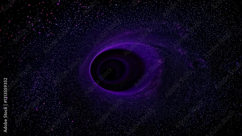 A captivating view of a purple and green cosmic vortex resembling a black hole, surrounded by twinkling stars in the vastness of space A captivating view of a purple and green cosmic vortex resembling a black hole, surrounded by twinkling stars in the vastness of space