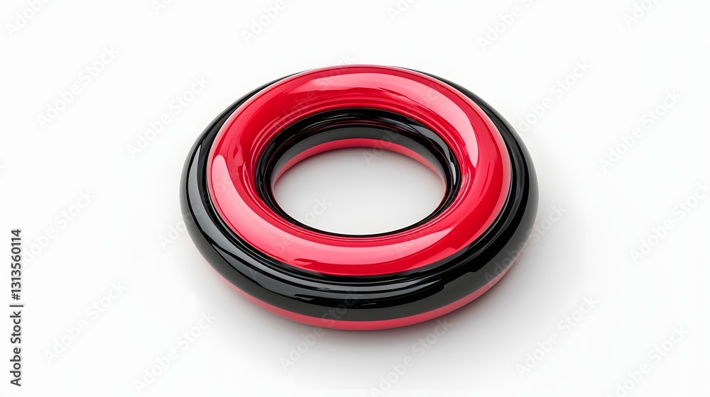 Red and Black Glossy Torus 3D Render on White Red and Black Glossy Torus 3D Render on White