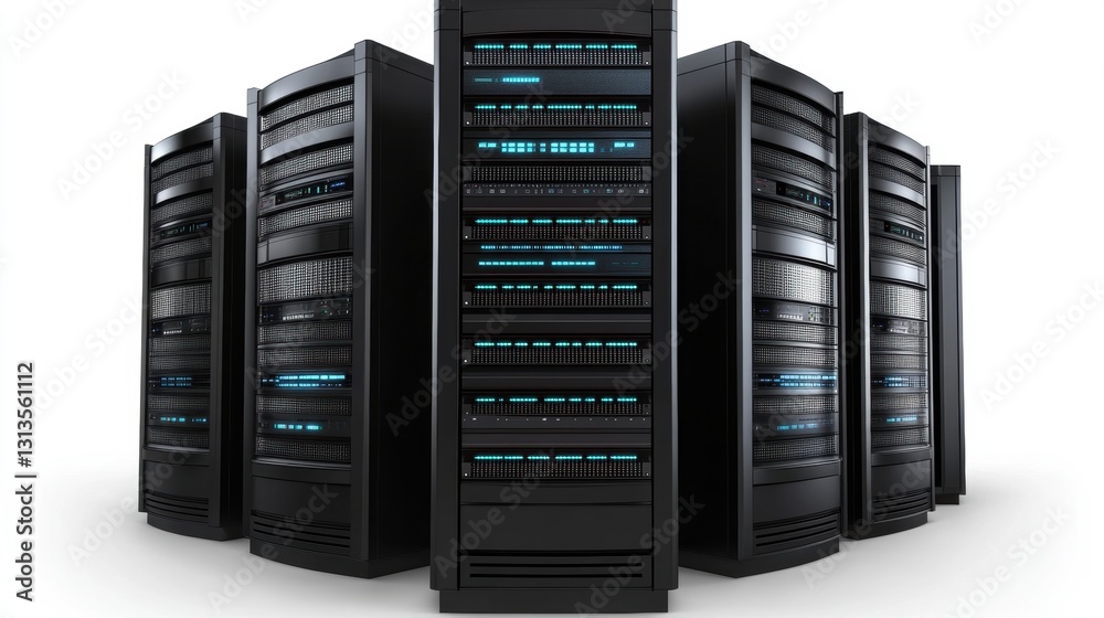 Modern Data Center with Multiple Server Racks Showcasing Advanced Technology and Efficient Design for High-Performance Computing Solutions Modern Data Center with Multiple Server Racks Showcasing Advanced Technology and Efficient Design for High-Performance Computing Solutions