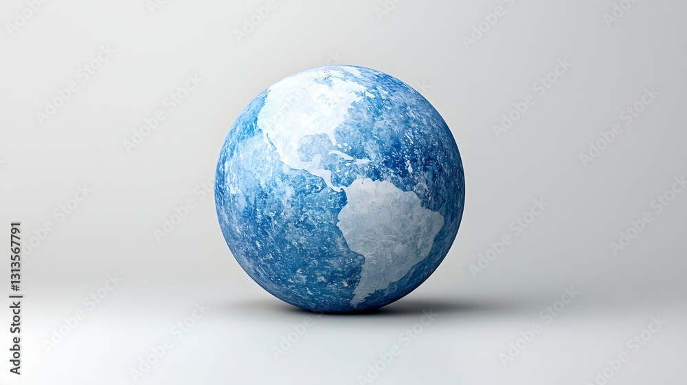 Pixelated Blue Globe on White Background Pixelated Blue Globe on White Background