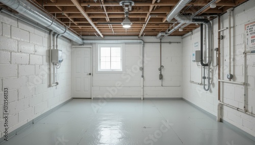 Wallpaper Mural Spacious and Empty Basement with Clean Walls and Polished Floor Torontodigital.ca