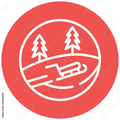 Sledding Hill Vector Icon
