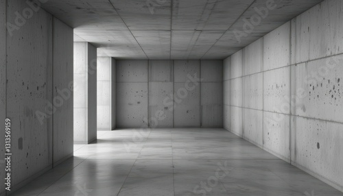 Minimalist Concrete Room with Natural Light and Modern Aesthetic