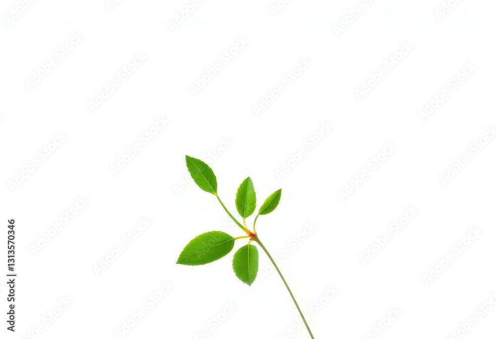 Single vibrant green plant, isolated on pure white, organic, stem Single vibrant green plant, isolated on pure white, organic, stem