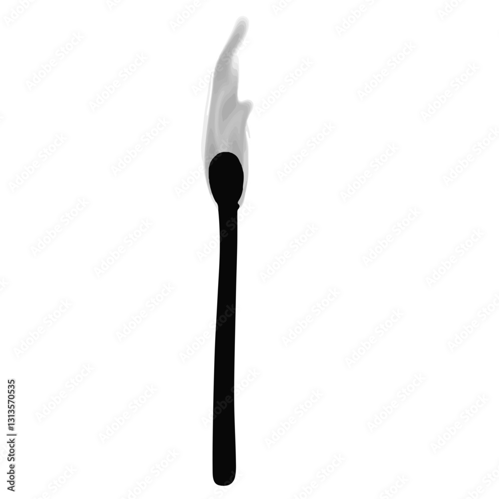 Silhouette of burning matchstick on white background, symbolism of fire Silhouette of burning matchstick on white background, symbolism of fire