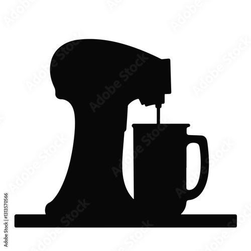 Silhouette of electric can opener on kitchen counter, minimalist design